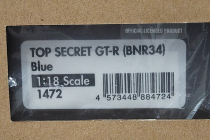 1:18 ignition model IG1472 Nissan TOP SECRET GT-R BNR34 Blue model car