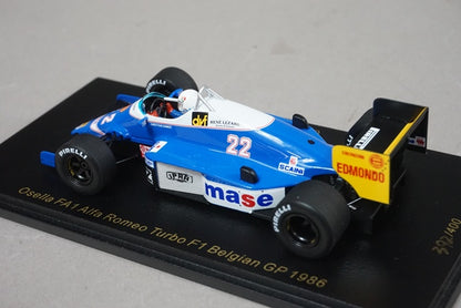 1:43 SPARK RS1728 Osella FA1 Alfa Romeo Turbo F1 Belgian GP 1986 #22