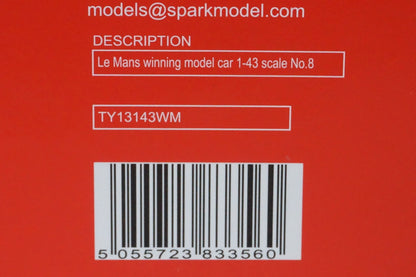 1:43 SPARK TY13143WM Toyota TS050 Hybrid 24h LM Winner 2018 #8 GAZOO Racing