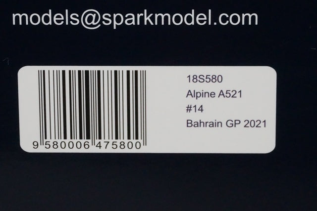 1:18 SPARK 18S580 Alpine A521 Bahrain GP 2021 #14