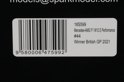 1:18 SPARK 18S599 Mercedes AMG F1 W12 E Performance British GP Winner 2021 #44