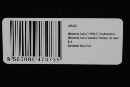 1:18 SPARK 18S473 Mercedes AMG F1 W11 EQ Performance Barcelona Test 2020 #44 Lewis Hamilton