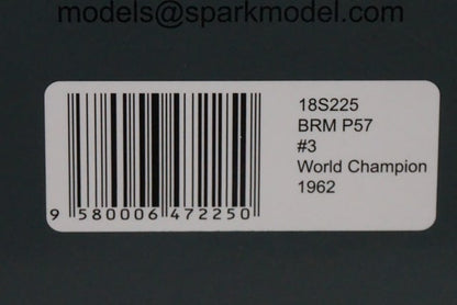 1:18 SPARK 18S225 BRM P57 World Champion 1962 #3 Graham Hill