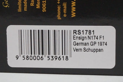 1:43 SPARK RS1781 Ensign N174 Cosworth F1 German GP 1974 #22 Raceland