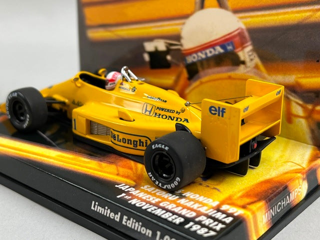 1:43 MINICHAMPS 413870011 Lotus Honda 99T Japan GP 1987/11/01 #11 Satoru Nakajima CAMEL model car