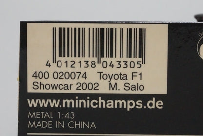 1:43 MINICHAMPS 400020074 Panasonic Toyota Racing TF102 Show Car 2002 #24 M.Salo