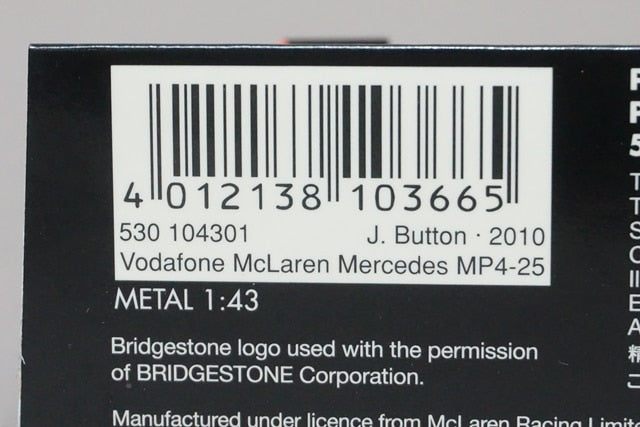 1:43 MINICHAMPS 530104301 Vodafone McLaren Mercedes MP4-25 2010 #1 J. model car