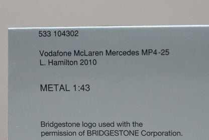 1:43 MINICHAMPS 533104302 Vodafone McLaren Mercedes MP4-25 2010 #2 L.Hamilton
