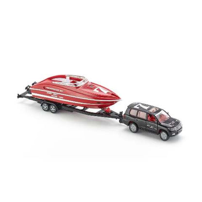 SK2543 SIKU 1:55 Toyota Land Cruiser with Motorboat Trailer