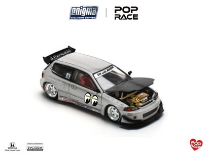 [ Pre-order ] PRE0010 POP RACE x Enigma 1:64 Honda Civic Pandem Civic EG6 Rocket Bunny Modified Yellow Mooneyes Chase Livery Blister Pack
