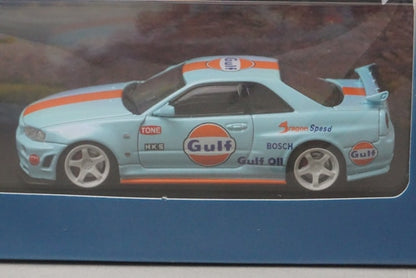 50122 Fuji 1:64 Nissan Skyline R34 GT-R Nismo Z-Tune High-end Gulf-Blue model car