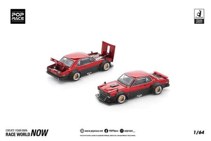 [ Pre-order ] PR640267 POP RACE 1:64 Nissan Skyline GT-R V8 DRIFT (HAKOSUKA) RED BLACK