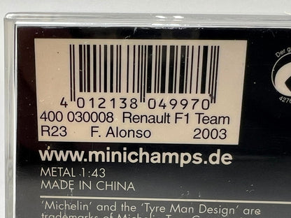 1:43 MINICHAMPS 400030008 Renault F1 Team R23 Japanese GP 2003 #8 F. Alonso model car