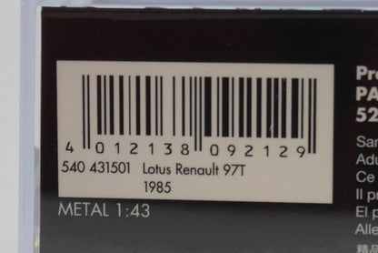 1:43 MINICHAMPS 540431501 Lotus Renault 97T 1985 #12 ASC No.30 A.senna model car