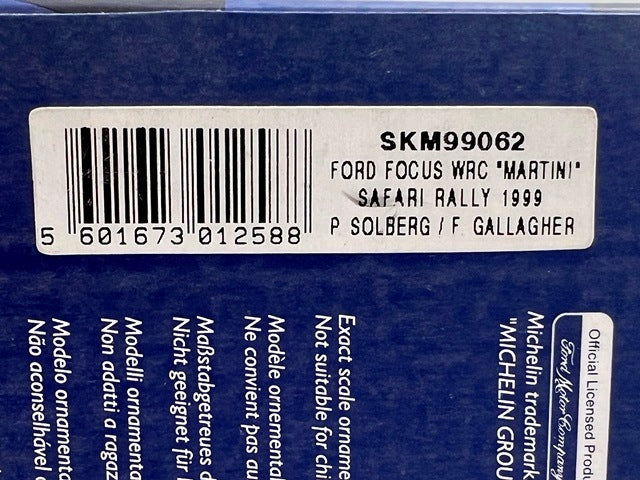 1:43 VITESSE SKM99062 Ford Focus WRC Martini SAFARI Rally 1999 #8 P. Solberg F. Gallagher model car