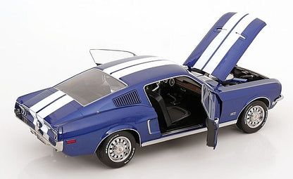 [ Pre-order ] KKDC120224 KK scale 1:12 Ford Mustang GT Fastback 1968 Blue Metallic/White