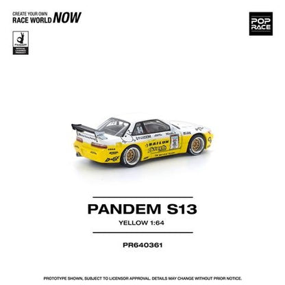 [ Pre-order ] PR640361 POP RACE 1:64 S13 Silvia Pandem Rocket Bunny Yellow-White #84