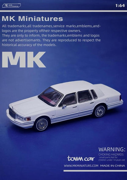MK Miniatures 1:64 Ford Lincoln Town Car Pearl White Foshan Limited Edition model car