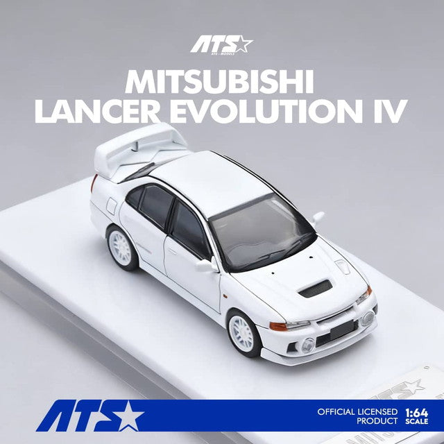 [ Pre-order ] ATS881001 ATS 1:64 Mitsubishi Lancer Evolution IV White with Opening and Closing Hood