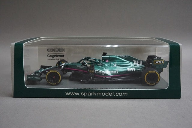 1:43 Spark S7673 Aston Martin AMR21 Bahrain GP 2021 #18 L. Stroll model car