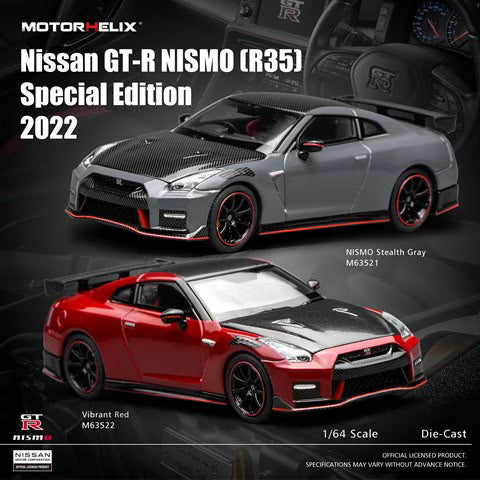 [ Pre-order ] M63521 MOTORHELIX 1:64 Nissan GT-R NISMO (R35) Special Edition 2022 NISMO Stealth Gray