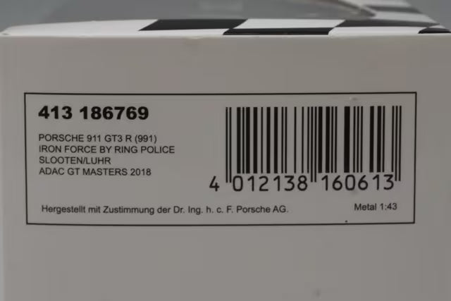 1:43 MINICHAMPS 413186769 IronForce Custom Porsche 911 GT3R ADAC GT Master 2018 #69