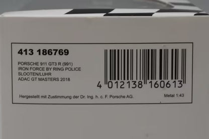 1:43 MINICHAMPS 413186769 IronForce Custom Porsche 911 GT3R ADAC GT Master 2018 #69