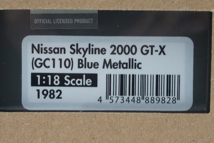 1:18 ignition model IG1982 Nissan Skyline 2000 GT-X (GC110) Blue Metallic