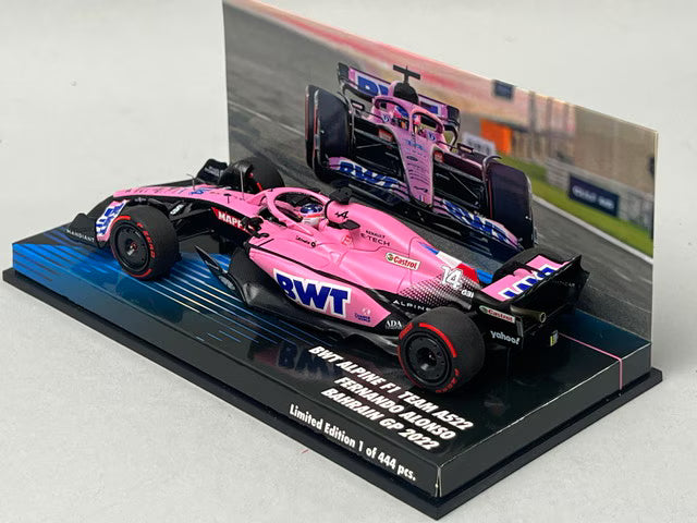1:43 MINICHAMPS 447220114 Alpine BWT Alpine F1 A522 Bahrain GP 2022 #14 F. Alonso