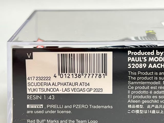 1:43 MINICHAMPS 417232222 Scuderia AlphaTauri AT04 Las Vegas GP 2023 #22 Yuki Tsunoda