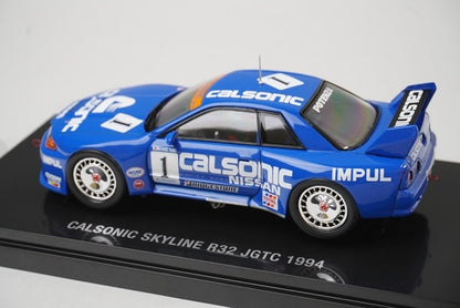 1:43 EBBRO 44188 Nissan Calsonic Skyline R32 JGTC 1994 #1 Blue model car