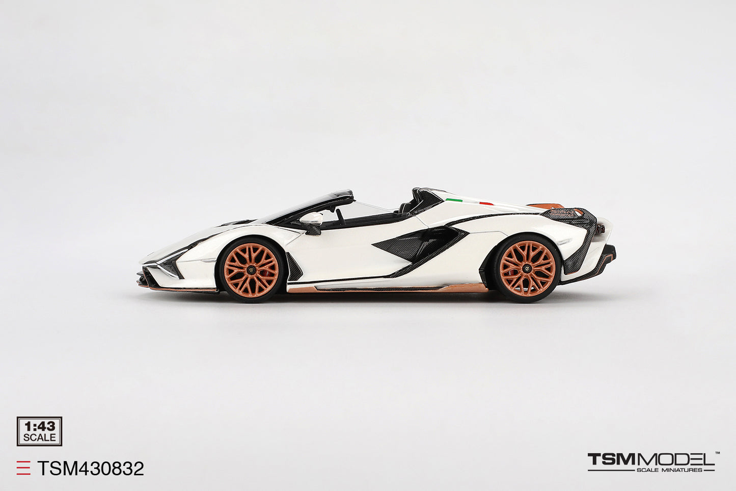 [ Back-order ] TSM TSM430832 1:43 Lamborghini Sian Roadster Bianco Asopo White model car