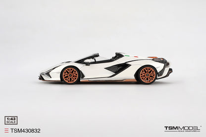 [ Back-order ] TSM TSM430832 1:43 Lamborghini Sian Roadster Bianco Asopo White model car