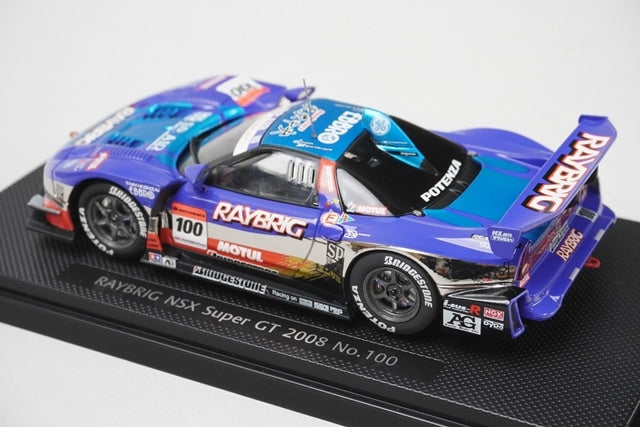 1:43 EBBRO 44050 Honda Raybrig NSX Super GT500 2008 #100 Blue model car