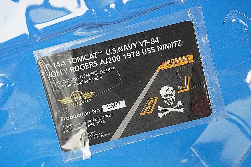 1:72 F-14A USN Jolly Rogers Wing Commander Aircraft Aboard the Nimitz Aircraft Carrier AJ200 001619 CENTURY WINGS