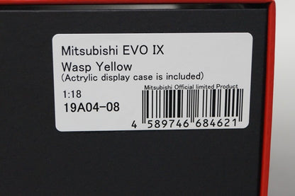 19A04-08 onemodel 1:18 Mitsubishi EVO IX Wasp Yellow with clear cover