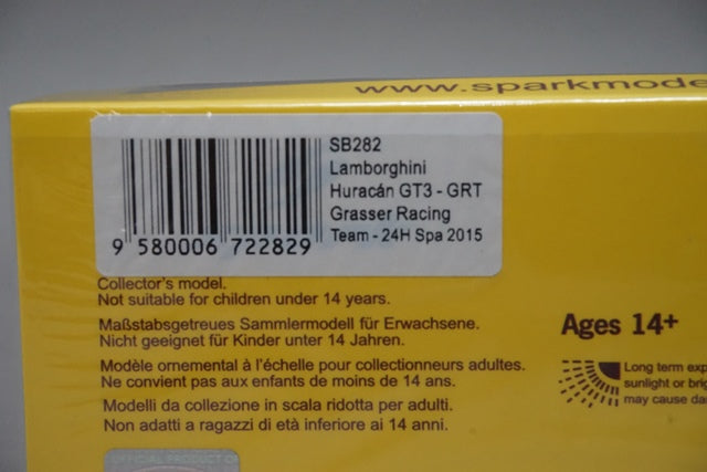 1:43 SPARK SB282 Lamborghini Huracan GT3 -GRT Grasser Racing Team 24h SPA 2015