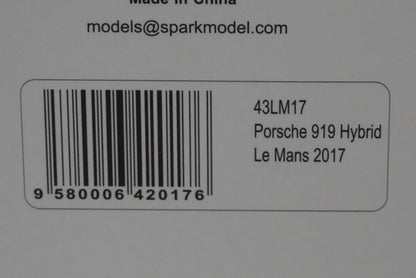 1:43 SPARK 43LM17 Porsche 919 Hybrid LM Winner 2017 #2