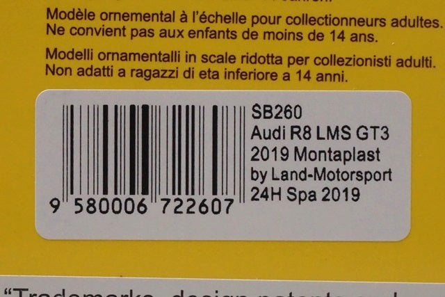 1:43 SPARK SB260 Audi R8 LMS GT3 2019 #129 Montaplast by Land-Motorsport