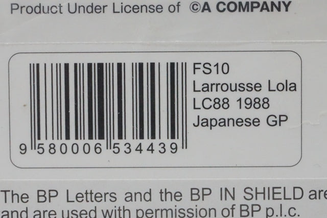 1:43 SPARK FS10 LAROUSSE Lola LC88 Japan GP 1988 Aguri Suzuki CAMEL