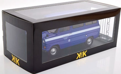 KKDC180468 KK scale 1:18 Ford Transit Bus 1965-1970 THW Germany with Roof Rack Darkblue/White