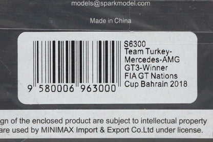 1:43 SPARK S6300 Mercedes AMG GT3 #34 RAM Turkey 2018 FIA GT Nations