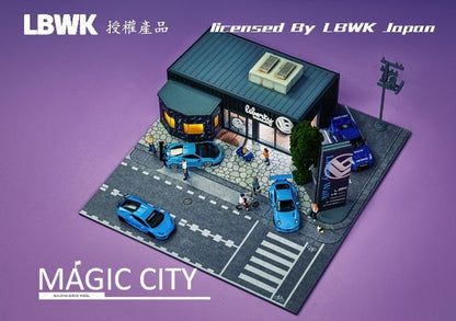 110036 Magic City 1:64 [30x40x17cm] LB LBWK Diorama Shop area LED light included *Figures and minicars are not included.