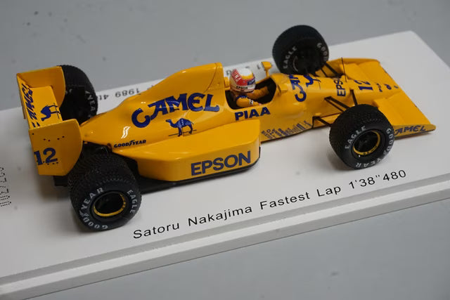 1:43 SPARK ROMU013 Lotus 101 Judd Australia GP 4th Satoru Nakajima 1989 #12 CAMEL