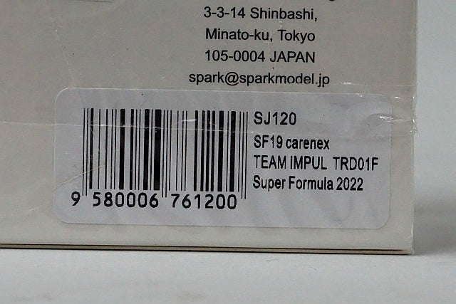 1:43 SPARK SJ120 SF19 carenex team IMPUL TRD001F Super Formula 2022 #19 Yuhi Sekiguchi