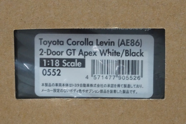 1:18 ignition model IG0552 Toyota Corolla Levin 2Door GT Apex (AE86) White / Black