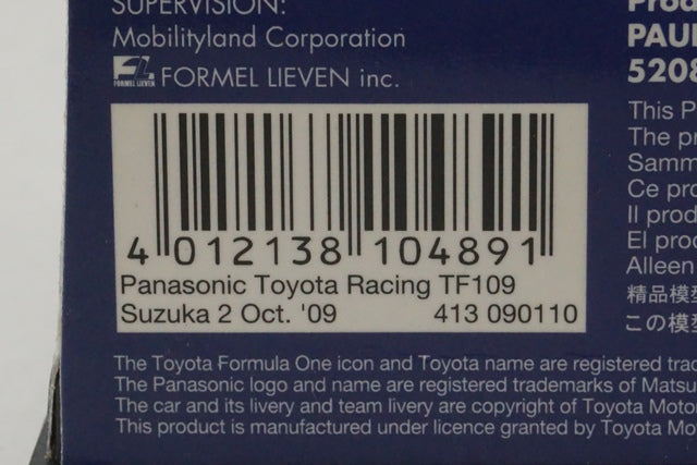 1:43 MINICHAMPS 413090110 Panasonic Toyota Racing TF109 Free Practice in Suzuka 2 OCT. 2009 #10 Limited