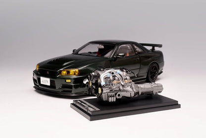 M83408 MH MOTORHELIX 1:18 Nissan Skyline GT-R R34 NISMO CRS VER. Dark Green