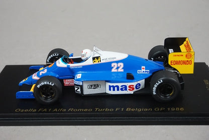 1:43 SPARK RS1728 Osella FA1 Alfa Romeo Turbo F1 Belgian GP 1986 #22