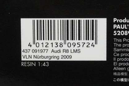 1:43 MINICHAMPS 437091977 Audi R8 LMS VLN Nurburgring 2009 #77